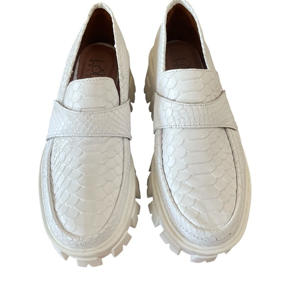 Lola Relola Chunky Lug Sole White Platform Loafers Snakeskin Women's 6.5 - Picture 3 of 10